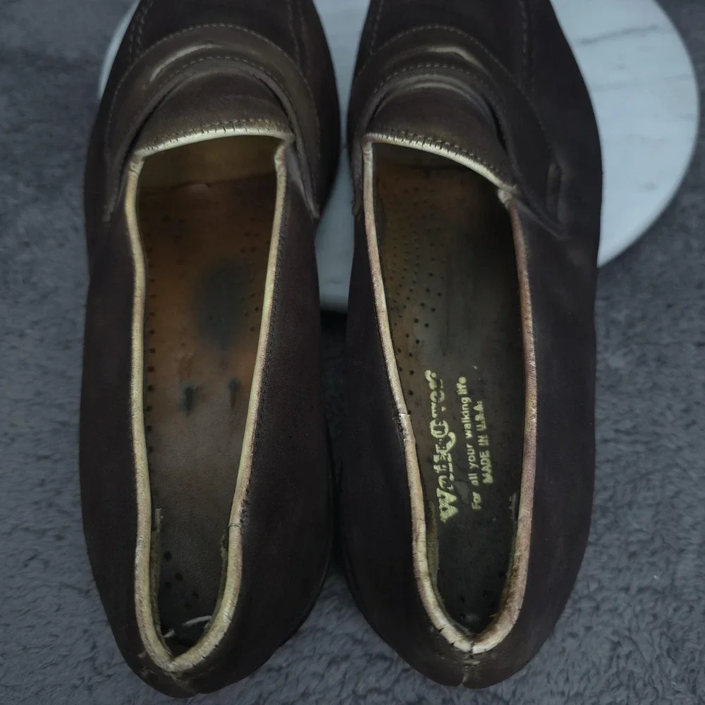 Vintage Walk-Over Shoes Mens Size 10 Brown Nubuck Slip On Loafer Vibram USA